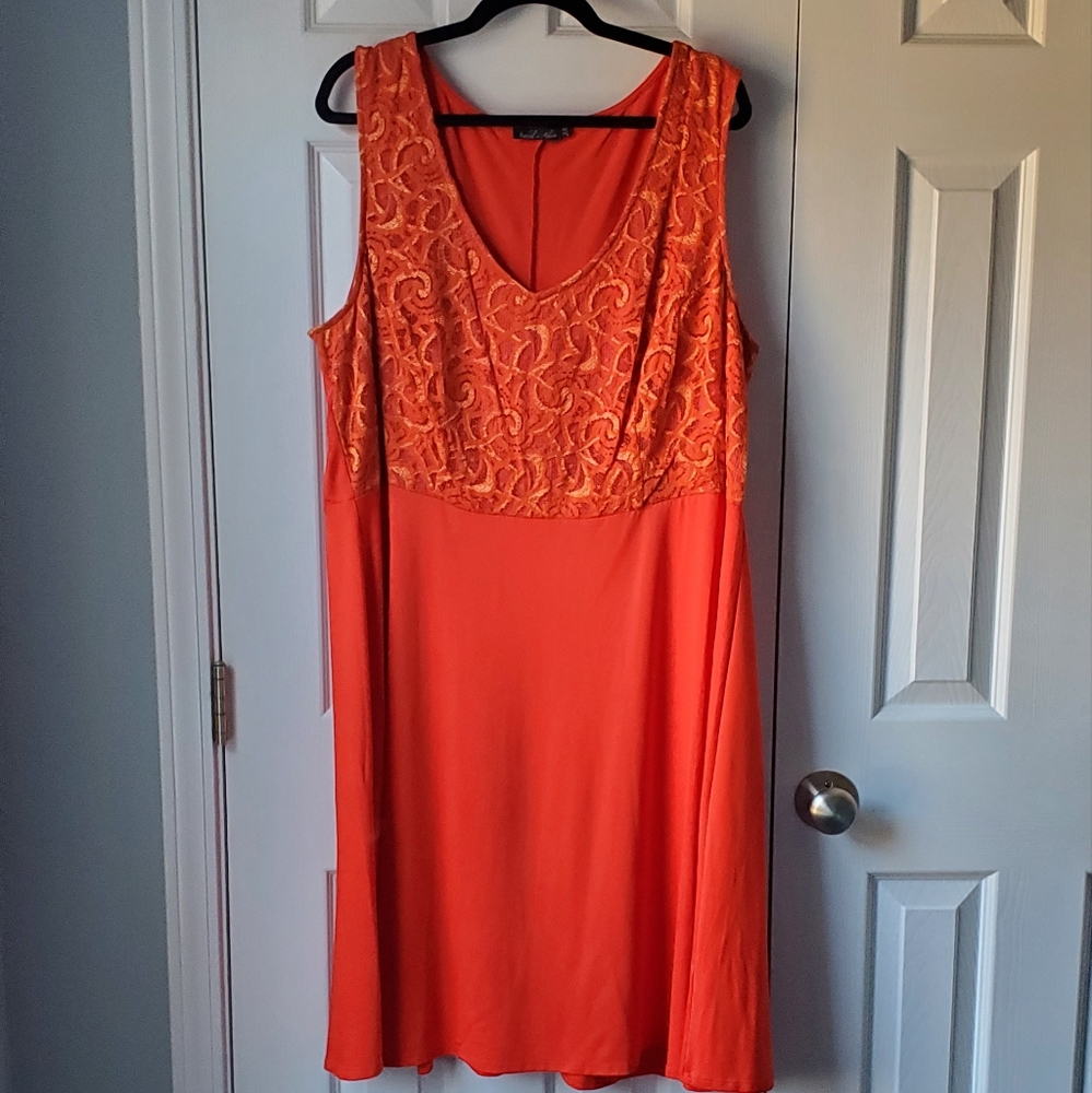 Isabel + Alice Orange Lace V-Neck Dress